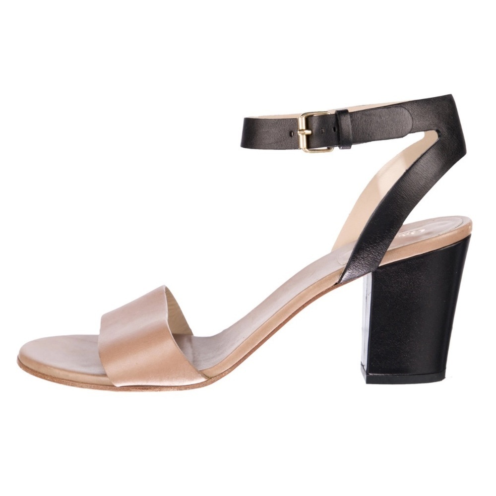 Chloe Black and Tan Heeled Sandals